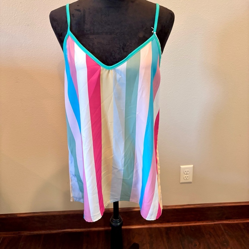 NWT BiBi Aria Striped Tank Top, Medium, Summer Airy Party Concert School Pool